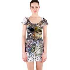 Angry And Colourful Owl T Shirt Short Sleeve Bodycon Dress by AmeeaDesign