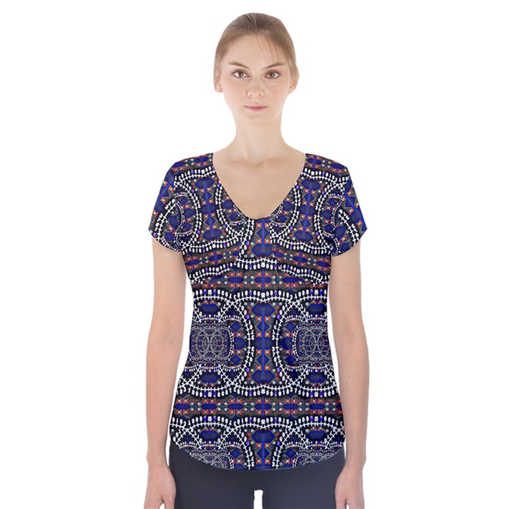 SANSKRIT LINK TIME SPACE  Short Sleeve Front Detail Top