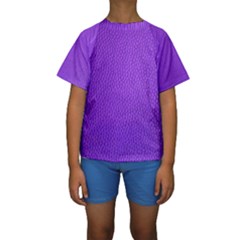 Purple Skin Leather Texture Pattern Kids  Short Sleeve Swimwear by paulaoliveiradesign