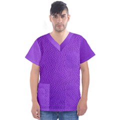 Purple Skin Leather Texture Pattern Men s V-neck Scrub Top