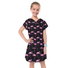 Flamingo Pattern Kids  Drop Waist Dress by Valentinaart