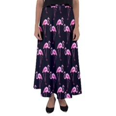 Flamingo Pattern Flared Maxi Skirt