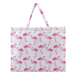 Flamingo Pattern Zipper Large Tote Bag by Valentinaart