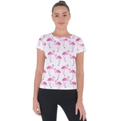 Flamingo Pattern Short Sleeve Sports Top  by Valentinaart