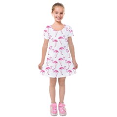 Flamingo Pattern Kids  Short Sleeve Velvet Dress by Valentinaart