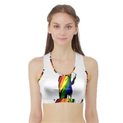 Pride Statue Of Liberty  Sports Bra With Border by Valentinaart