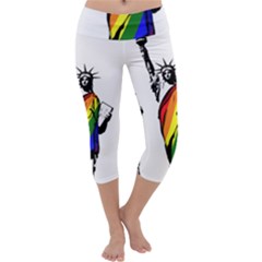 Pride Statue Of Liberty  Capri Yoga Leggings by Valentinaart