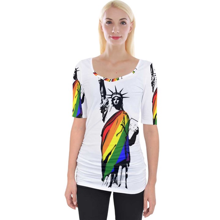 Pride Statue of Liberty  Wide Neckline Tee