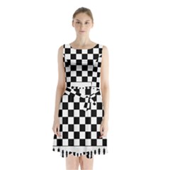 Chess  Sleeveless Waist Tie Chiffon Dress by Valentinaart