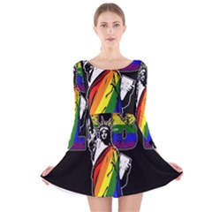 Lgbt New York Long Sleeve Velvet Skater Dress by Valentinaart