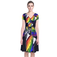 Lgbt New York Short Sleeve Front Wrap Dress by Valentinaart