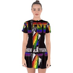 Lgbt New York Drop Hem Mini Chiffon Dress by Valentinaart