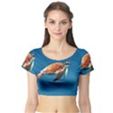 Sea Turtle Short Sleeve Crop Top (Tight Fit) View1