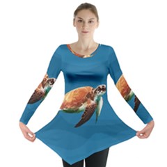 Sea Turtle Long Sleeve Tunic  by Valentinaart