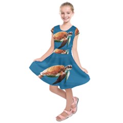 Sea Turtle Kids  Short Sleeve Dress by Valentinaart