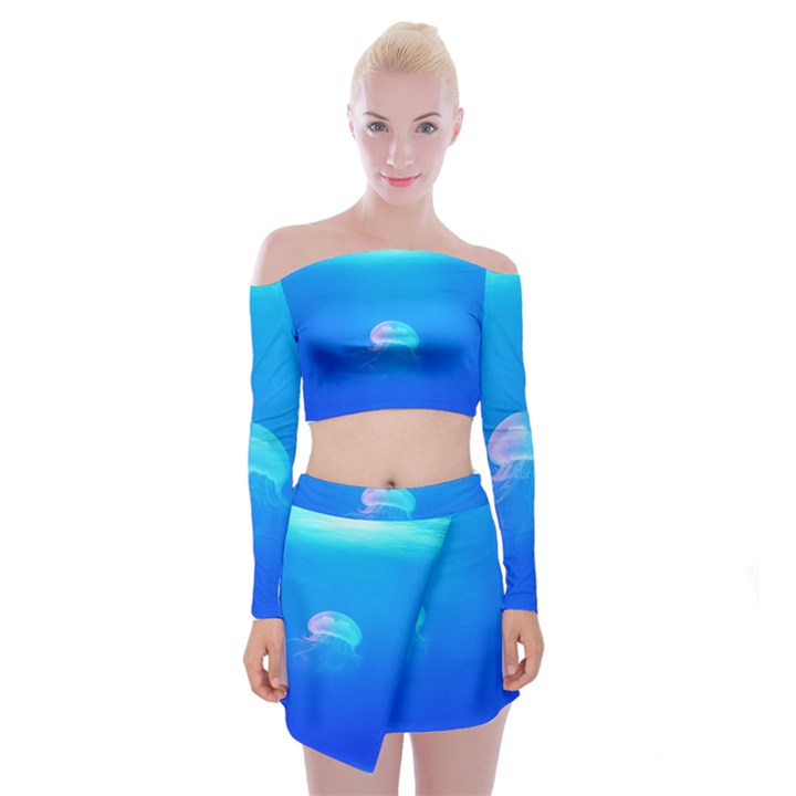 Jellyfish Off Shoulder Top with Skirt Set