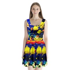 Tropical Fish Split Back Mini Dress  by Valentinaart