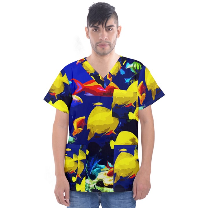 Tropical fish Men s V-Neck Scrub Top