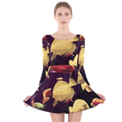 Tropical Fish Long Sleeve Velvet Skater Dress by Valentinaart