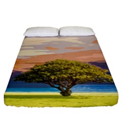 Landscape Fitted Sheet (queen Size) by Valentinaart