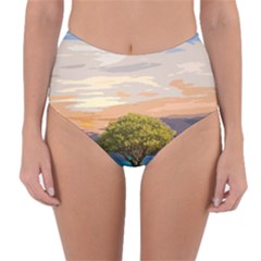 Landscape Reversible High-waist Bikini Bottoms