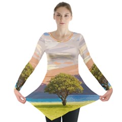 Landscape Long Sleeve Tunic  by Valentinaart