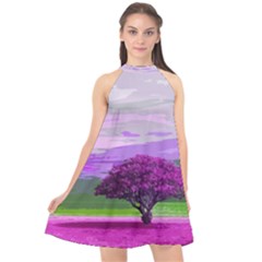 Landscape Halter Neckline Chiffon Dress  by Valentinaart