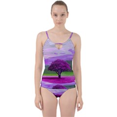 Landscape Cut Out Top Tankini Set