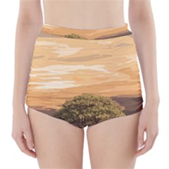 Landscape High-waisted Bikini Bottoms by Valentinaart