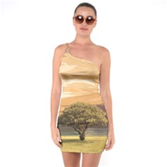 Landscape One Soulder Bodycon Dress