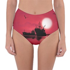 Open Sea Reversible High-waist Bikini Bottoms