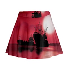 Open Sea Mini Flare Skirt by Valentinaart