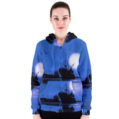 Open Sea Women s Zipper Hoodie by Valentinaart