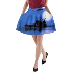 Open Sea A-line Pocket Skirt by Valentinaart