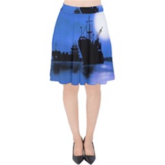 Open Sea Velvet High Waist Skirt