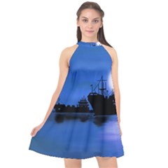 Open Sea Halter Neckline Chiffon Dress  by Valentinaart