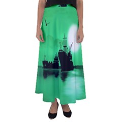 Open Sea Flared Maxi Skirt by Valentinaart