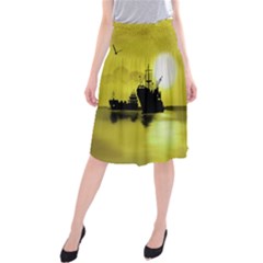 Open Sea Midi Beach Skirt by Valentinaart