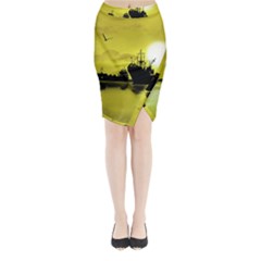 Open Sea Midi Wrap Pencil Skirt by Valentinaart