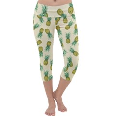 Pineapples Pattern Capri Yoga Leggings by Valentinaart