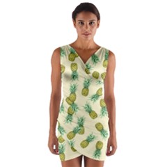 Pineapples Pattern Wrap Front Bodycon Dress by Valentinaart