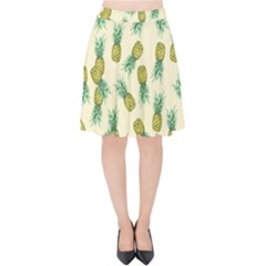 Pineapples Pattern Velvet High Waist Skirt