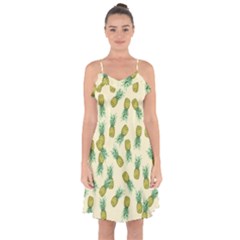 Pineapples Pattern Ruffle Detail Chiffon Dress