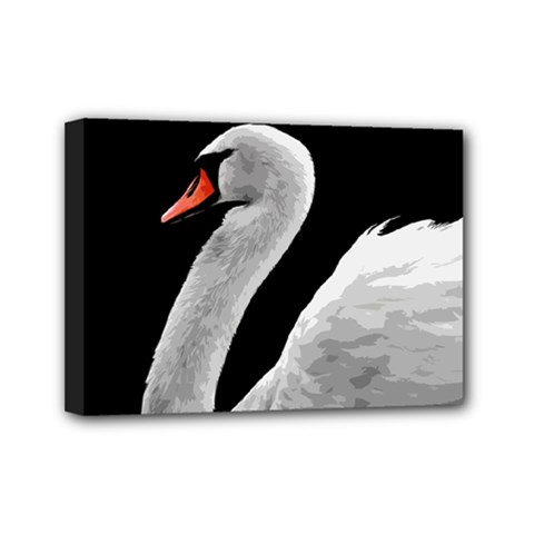 Swan Mini Canvas 7  X 5  by Valentinaart