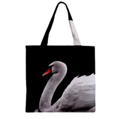 Swan Zipper Grocery Tote Bag by Valentinaart