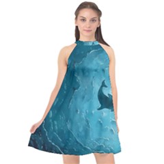 Shark Halter Neckline Chiffon Dress  by Valentinaart