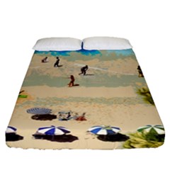 Beach Fitted Sheet (queen Size) by Valentinaart