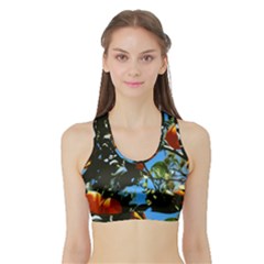 Orange Tree Sports Bra With Border by Valentinaart