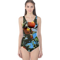 Orange Tree One Piece Swimsuit by Valentinaart