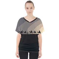 Caravan  V-neck Dolman Drape Top by Valentinaart